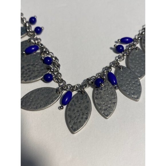Lia Sophia Breeze Silver Leaf Blue Bead Necklace - Picture 4 of 6